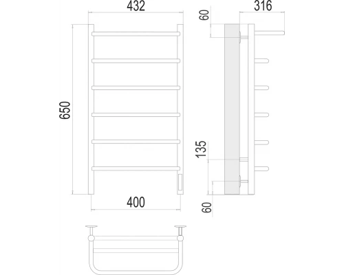 Полотенцесушитель Terminus Полка П6 400х650 электро