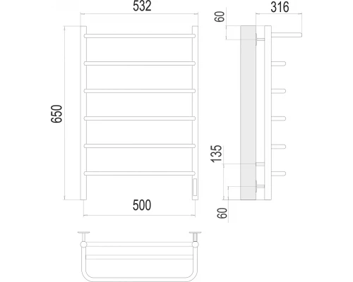 Полотенцесушитель Terminus Полка П6 500х650 электро
