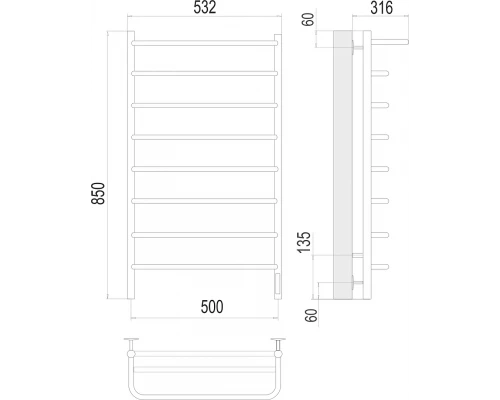 Полотенцесушитель Terminus Полка П8 500х850 электро