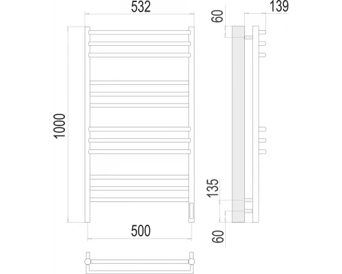 Полотенцесушитель Terminus Прато П12 500х1000 электро