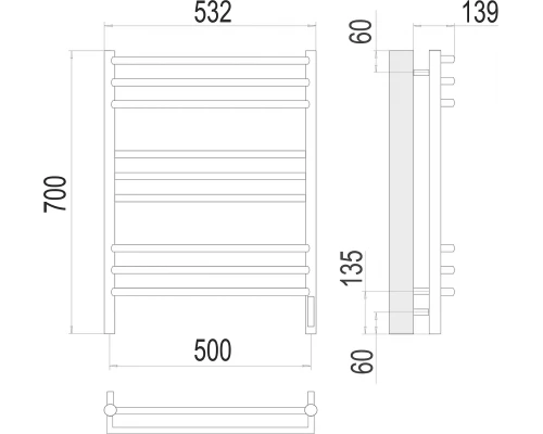 Полотенцесушитель Terminus Прато П9 500х700 электро