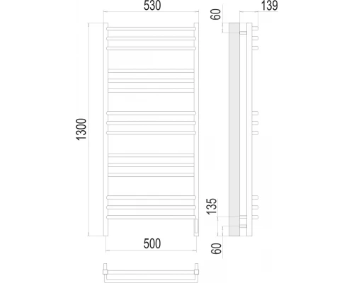 Полотенцесушитель Terminus Соренто П15 500х1300 электро