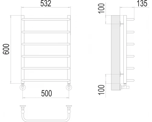 Полотенцесушитель Terminus Стандарт П6 500х600