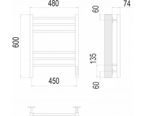 Полотенцесушитель Terminus Сицилия П6 450х600 электро КС 9003 матовый