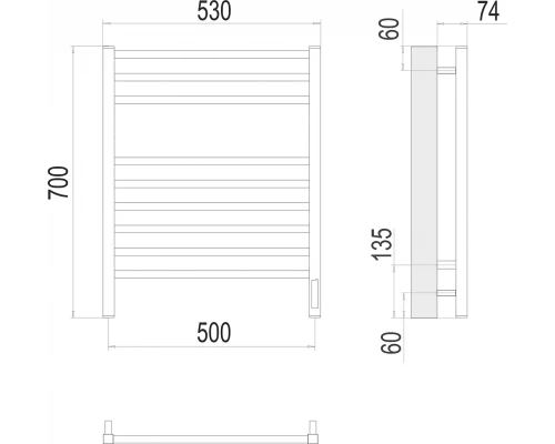 Полотенцесушитель Terminus Ватикан П9 500х700 электро