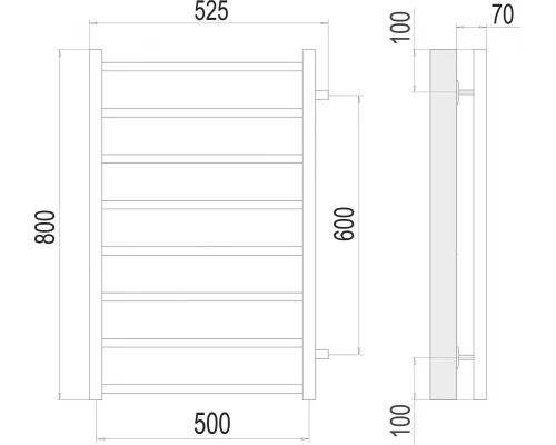 Полотенцесушитель Terminus Вега П8 500х800 бп600