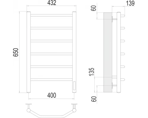 Полотенцесушитель Terminus Виктория П6 400х650 электро