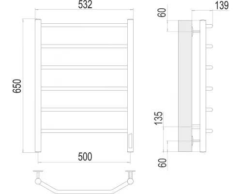 Полотенцесушитель Terminus Виктория П6 500х650 электро