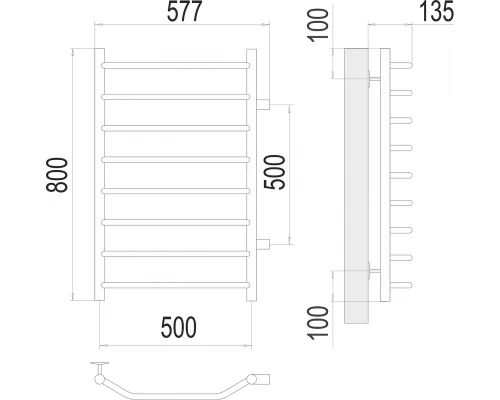 Полотенцесушитель Terminus Виктория П8 500х800 бп500