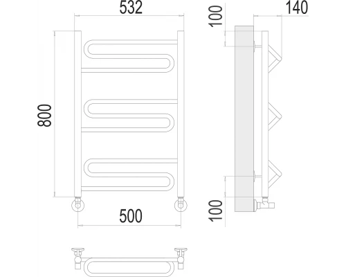 Полотенцесушитель Terminus Юпитер П9 500х800