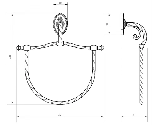 Полотенцедержатель Migliore Edera 16941, золото, 27 см