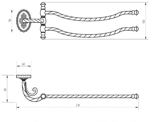 Полотенцедержатель Migliore Edera 16901 - бронза, 47.5 см