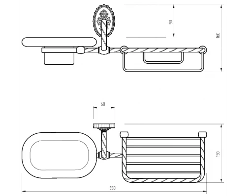 Корзина с мыльницей Migliore Edera 16945 - золото
