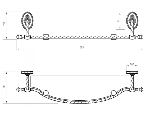 Полка Migliore Edera 16898 - бронза