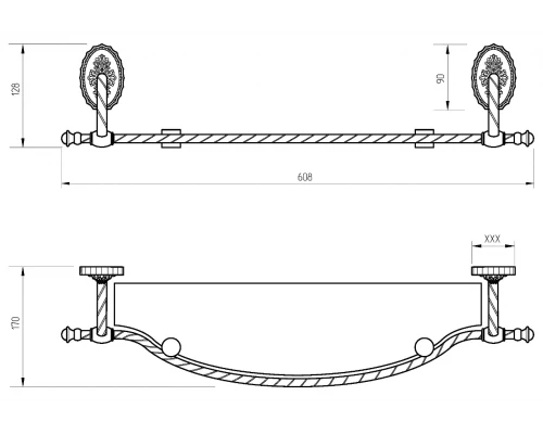 Полка Migliore Edera 16946 - золото