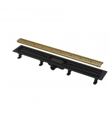 Дренажный канал AlcaPlast, с решеткой латунь и опорами, APZ10BLACK-750BRASS