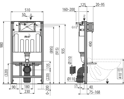 Инсталляция AlcaPlast Solomodul AM101/1000 для сухой установки