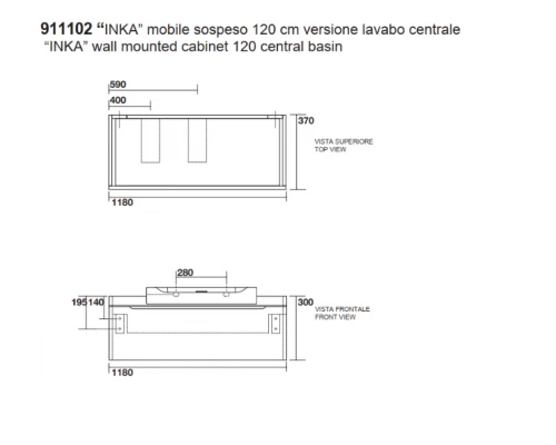 Тумба под раковину Kerasan Inka Project 120 см, подвесная, цвет белый глянцевый, 911102