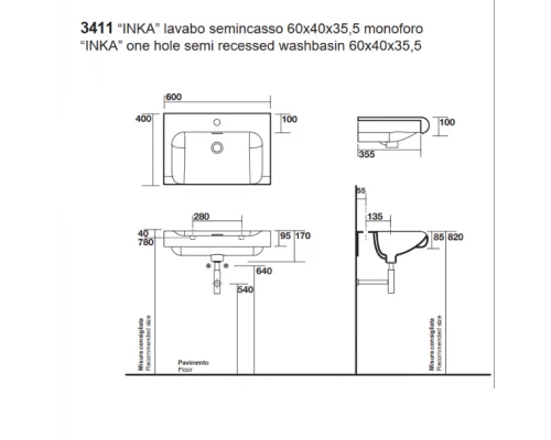 Тумба под раковину Kerasan Inka Project 120 см, подвесная, цвет белый глянцевый, 911102