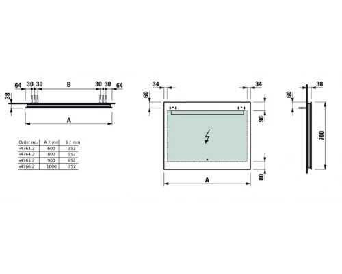 Зеркало Laufen Leelo 100 х 70 см, с подсветкой, сенсорное,  4.4766.2.950.144.1