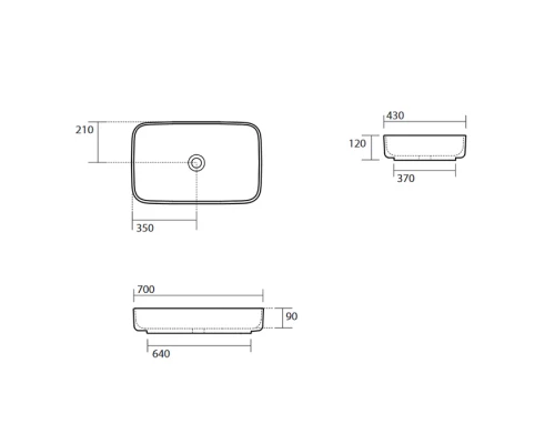 Раковина накладная Kerasan Tribeca 70 х 43 см, цвет белый матовый, 460230