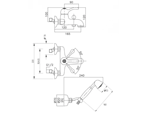 Смеситель Migliore Lem Swarovski 18874 для ванны/душа, бронза