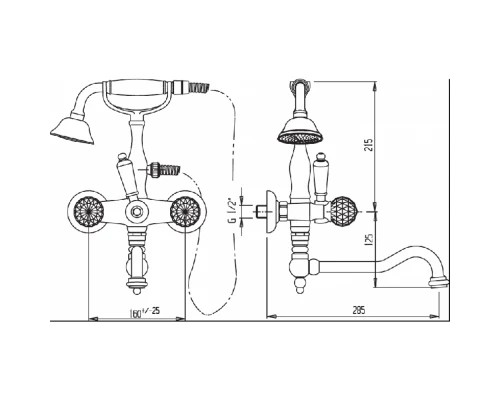 Смеситель Cezares Margot MARGOT-VDFM2-03/24-M для ванны/душа, золото