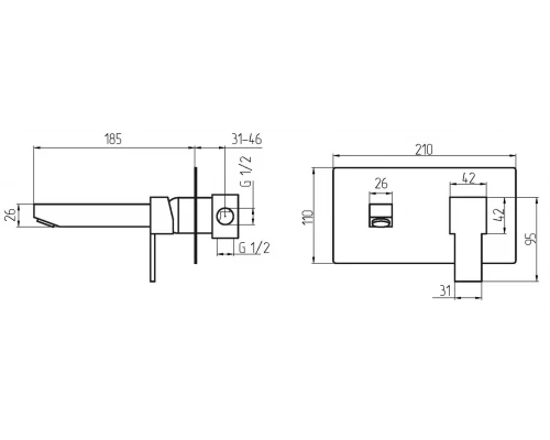 Смеситель Migliore Kvant 18778 скрытого монтажа для раковины, настенный, хром