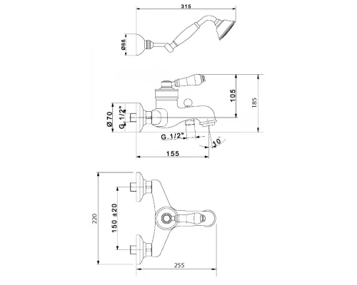 Cмеситель Migliore Ermitage 18627 для ванны, золото