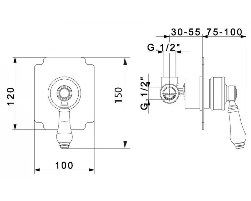 Смеситель Migliore Ermitage 18630 скрытого монтажа для душа, золото