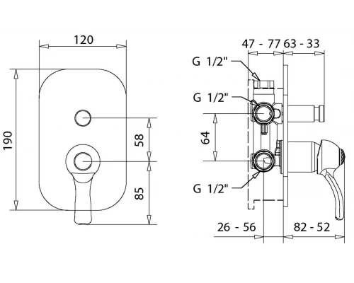 Смеситель Migliore Lem Swarovski 18879 для ванны и душа с дивертором - бронза