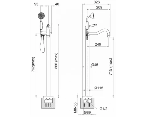 Смеситель Migliore Oxford 19557 для ванны/душа - бронза