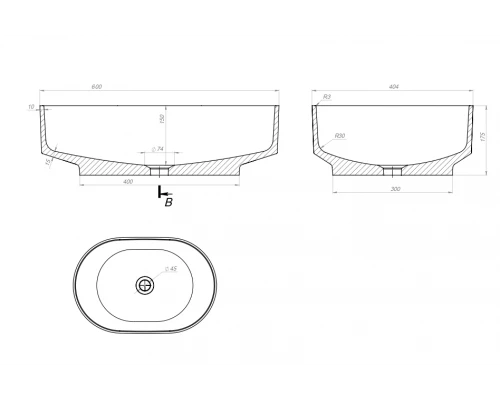 Раковина для ванной накладная Uperwood Aura (60 см, овальная, белая)