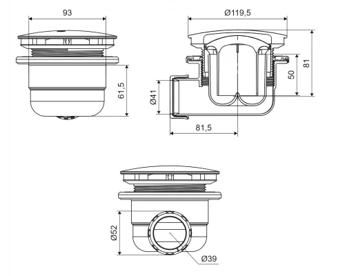 Сифон для поддона EXCELLENT Vert с крышкой (хром)