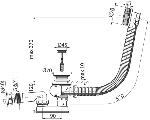 Слив-перелив ALCAPLAST 60 см. AG210125160 (хром)