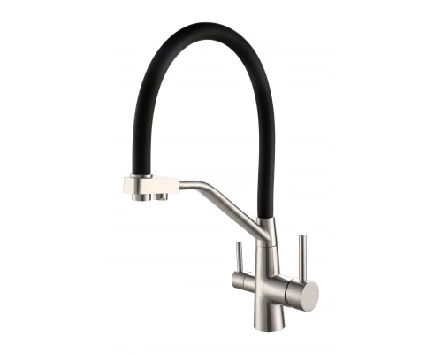 Смеситель ESKO для кухни нерж, с подключением к фильтру, черный (K25 B)