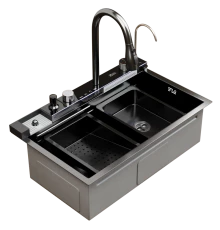 Мойка настол.монтаж MIXLINE PRO 75х46 (ч граф) сиф+доз+смес+кол+д/р+о/с (554164)