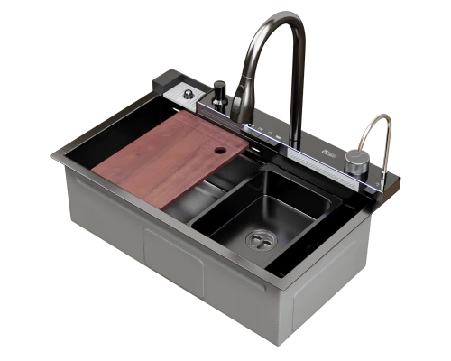 Мойка настол.монтаж MIXLINE PRO 75х46 (ч граф) сиф+доз+смес+кол+д/р+о/с (554164)