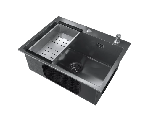 Мойка ULGRAN STEEL 600 Х 450, цвет «черная брашированная сталь» (US 600-002)