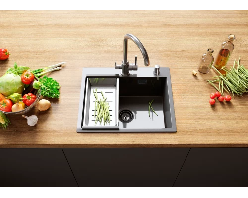 Мойка ULGRAN STEEL 500 Х 450, цвет «брашированная сталь» (US 500-001)