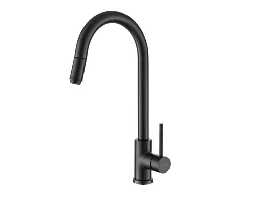 Смеситель VODA "Vessel Gun Metal" для кухни, R-излив вытяжной, темно-серый (VSL519GM)