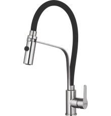 Смеситель для кухни с гибким изливом из нержавеющей стали Hansen HN55043-GC сатин/черный