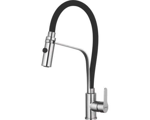 Смеситель для кухни с гибким изливом из нержавеющей стали Hansen HN55043-GC сатин/черный