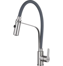 Смеситель для кухни с гибким изливом из нержавеющей стали Hansen HN55043-GP сатин/серый