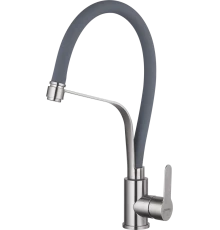Смеситель для кухни с гибким изливом из нержавеющей стали Hansen HN54043-GP сатин/серый