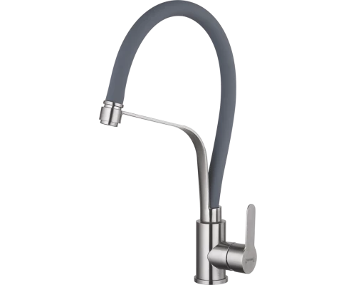 Смеситель для кухни с гибким изливом из нержавеющей стали Hansen HN54043-GP сатин/серый