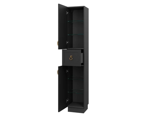 Шкаф - пенал Misty Амбра - 35 левый (черный)