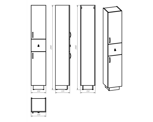Шкаф - пенал Misty Амбра - 35 правый (черный)