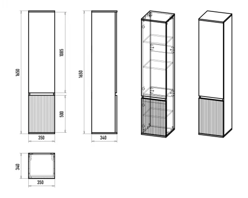 Шкаф - пенал Brevita Enfida - 35 универсальный правый (белый)