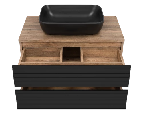 Тумба под раковину MISTY Brevita Dakota - 80 подвесная (черная)